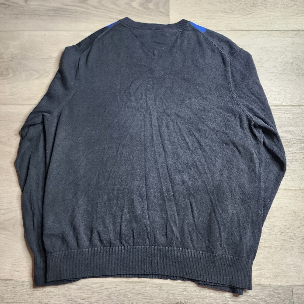 Tommy Hilfiger Argyle V Neck Long Sleeve Black Sweater Large - Picture 5 of 7
